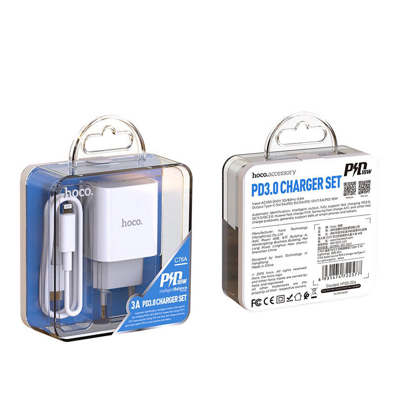 Wall charger “C76A Speed source” PD3.0 EU Type-C output set with cable