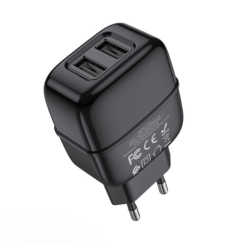 Wall charger “C77A Highway” dual port charger EU plug set with cable