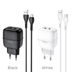 Wall charger “C77A Highway” dual port charger EU plug set with cable
