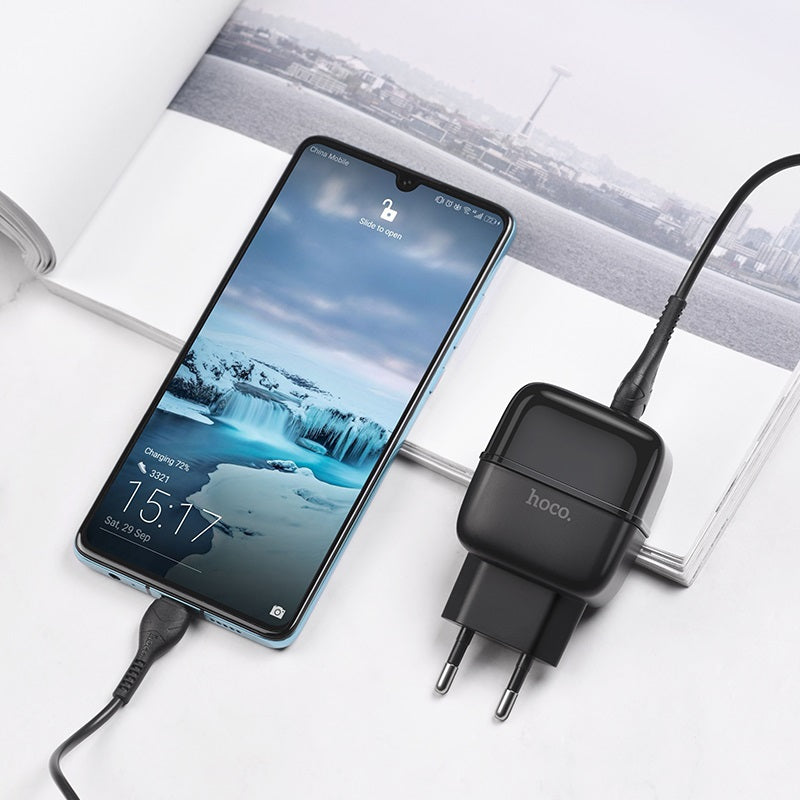 Wall charger “C77A Highway” dual port charger EU plug set with cable