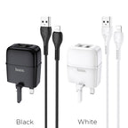 Wall charger “C77B Highway” dual port charger UK plug set with cable