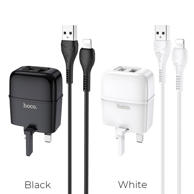 Wall charger “C77B Highway” dual port charger UK plug set with cable