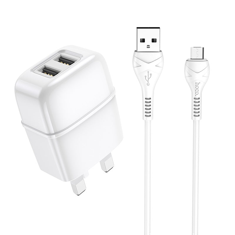 Wall charger “C77B Highway” dual port charger UK plug set with cable