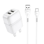 Wall charger “C77B Highway” dual port charger UK plug set with cable
