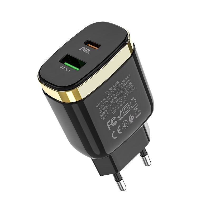 Wall charger “C79A Zeus” PD+QC3.0 EU plug set with cable