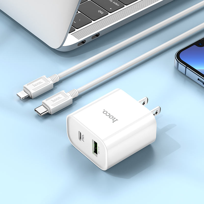 Wall charger “C80 Plus Rapido” PD + QC3.0 US set with cable