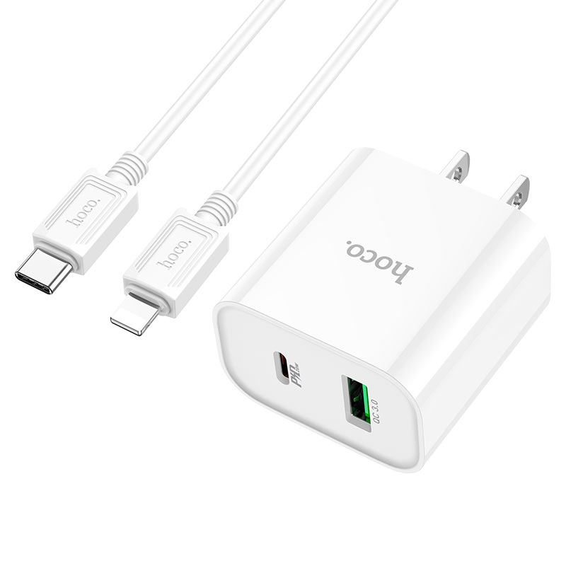 Wall charger “C80 Plus Rapido” PD + QC3.0 US set with cable