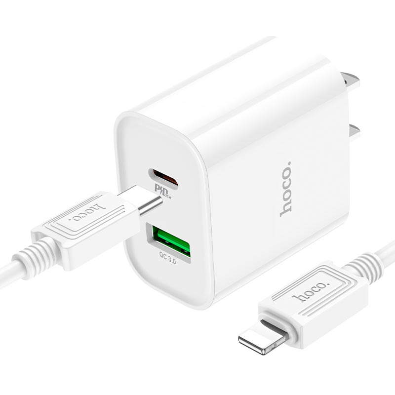 Wall charger “C80 Plus Rapido” PD + QC3.0 US set with cable
