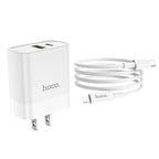 Wall charger “C80 Rapido” PD + QC3.0 US plug set with cable