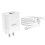 Wall charger “C80 Rapido” PD + QC3.0 US plug set with cable