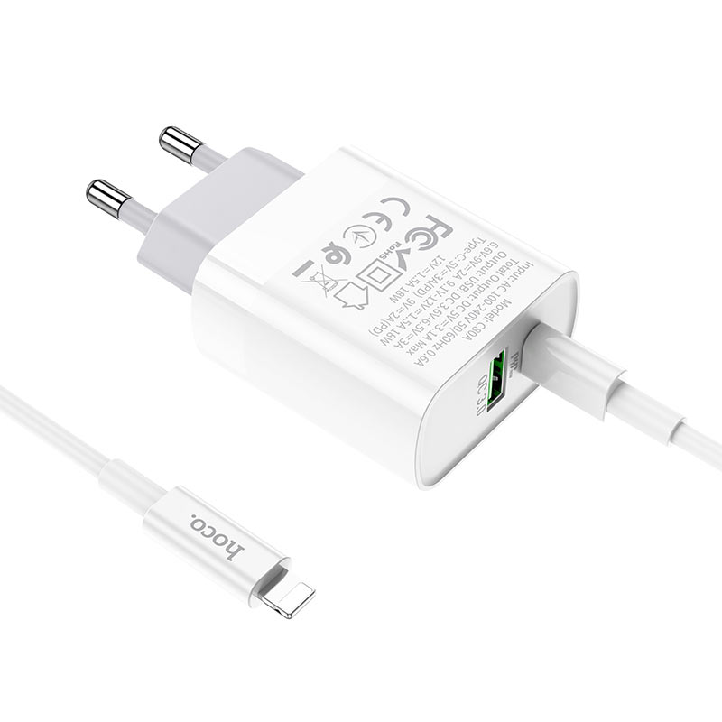 Wall charger “C80A Rapido” PD + QC3.0 EU plug set with cable