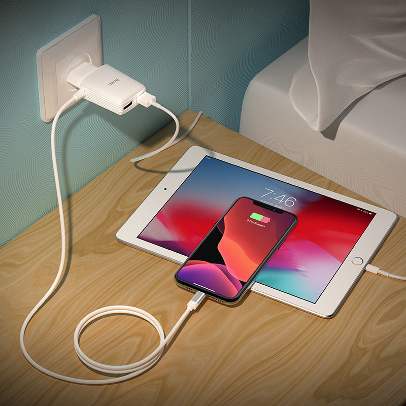Wall charger “C82A Real power” EU dual port with built-in wire