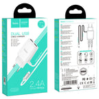 Wall charger “C82A Real power” EU dual port with built-in wire