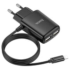 Wall charger “C82A Real power” EU dual port with built-in wire