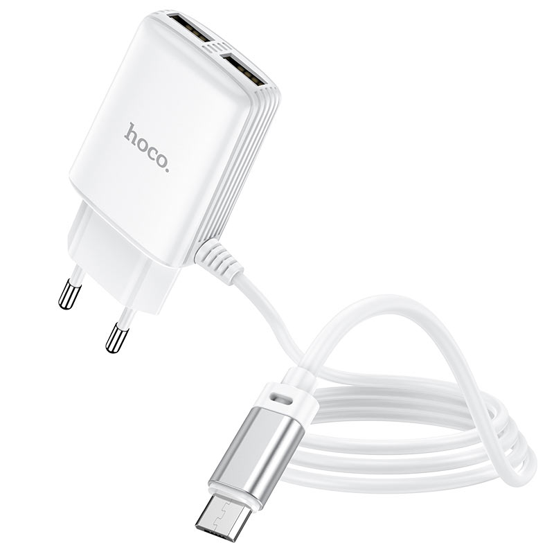 Wall charger “C82A Real power” EU dual port with built-in wire