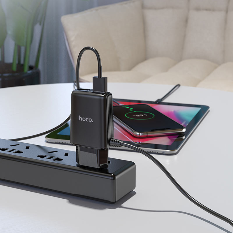 Wall charger “C82A Real power” EU dual port with built-in wire