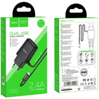 Wall charger “C82A Real power” EU dual port with built-in wire