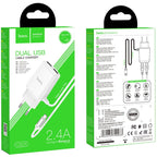 Wall charger “C82A Real power” EU dual port with built-in wire