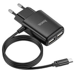 Wall charger “C82A Real power” EU dual port with built-in wire