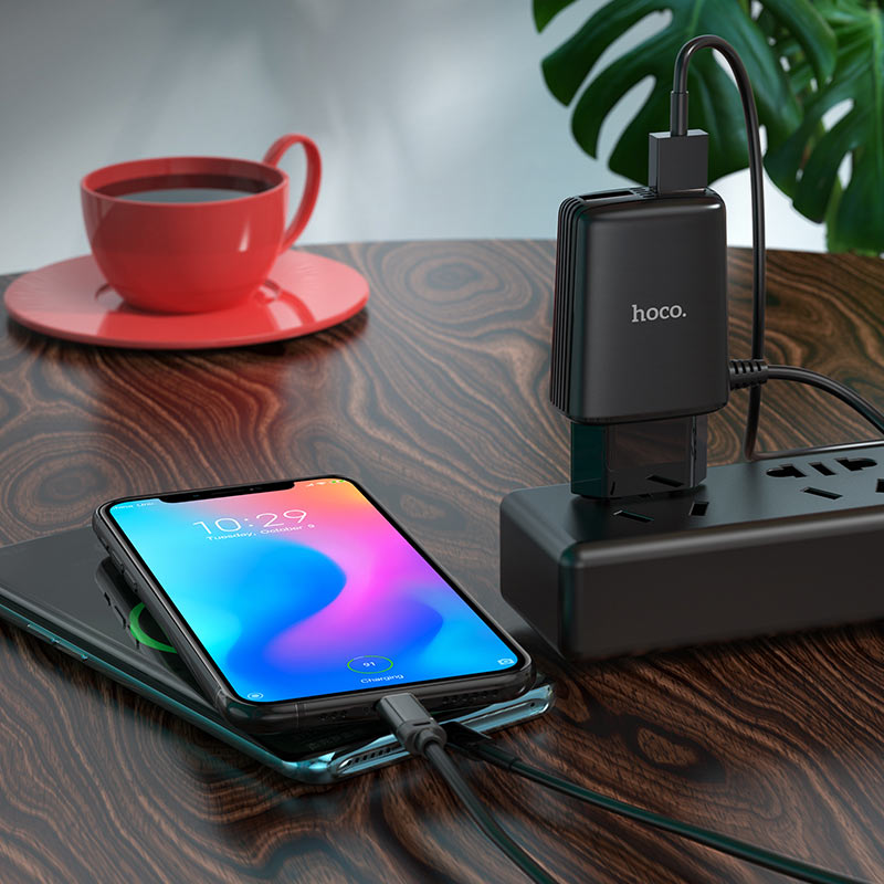 Wall charger “C82A Real power” EU dual port with built-in wire