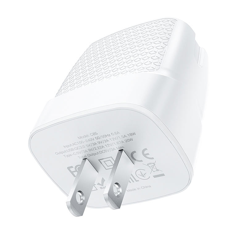 Wall charger “C85 Bright” PD20W + QC3.0 US plug
