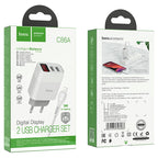 Wall charger “C86A Illustrious” dual port EU set with cable