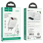 Wall charger “C86A Illustrious” dual port EU set with cable