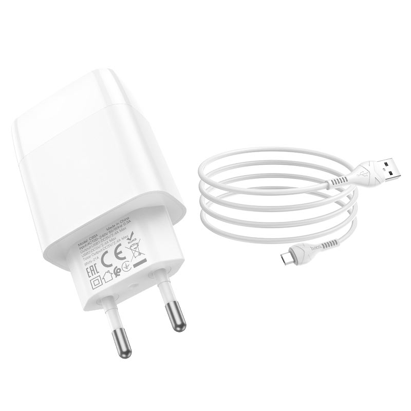 Wall charger “C86A Illustrious” dual port EU set with cable