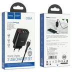 Wall charger “C86A Illustrious” dual port EU set with cable