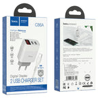 Wall charger “C86A Illustrious” dual port EU set with cable