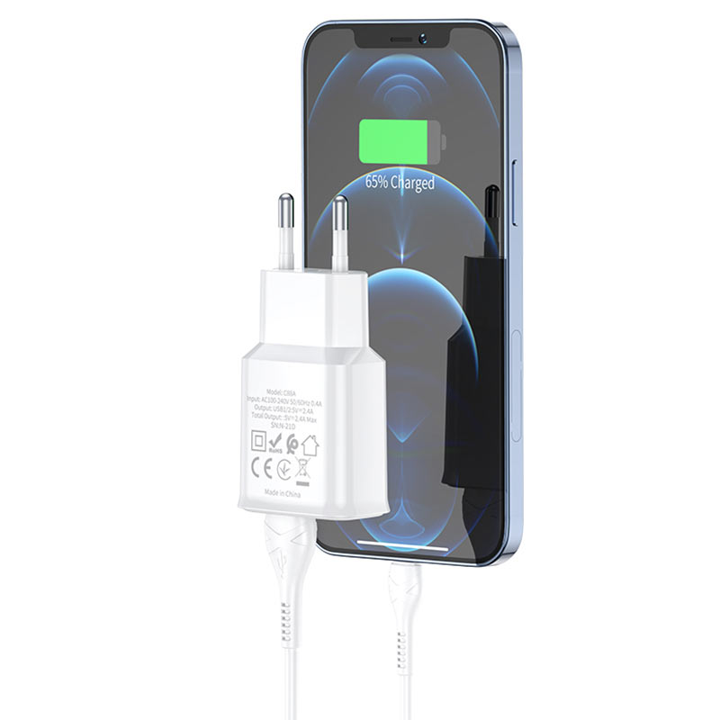 Wall charger “C88A Star round” dual port EU set with cable