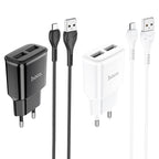 Wall charger “C88A Star round” dual port EU set with cable