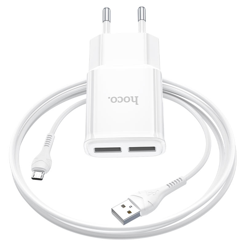 Wall charger “C88A Star round” dual port EU set with cable