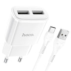 Wall charger “C88A Star round” dual port EU set with cable