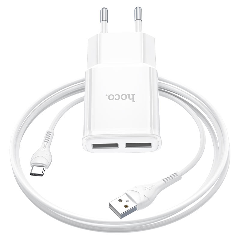 Wall charger “C88A Star round” dual port EU set with cable