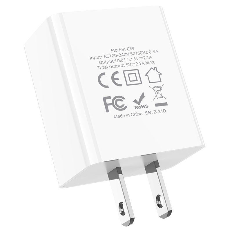 Wall charger “C89 Light road” dual port US set with cable