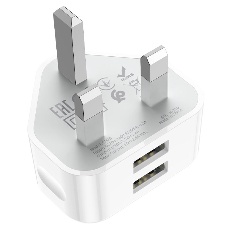 Wall charger “C90B Grandiose” dual port UK set with cable