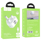 Wall charger “C90B Grandiose” dual port UK set with cable