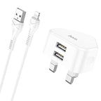Wall charger “C90B Grandiose” dual port UK set with cable