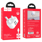 Wall charger “C90B Grandiose” dual port UK set with cable