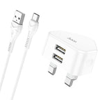 Wall charger “C90B Grandiose” dual port UK set with cable