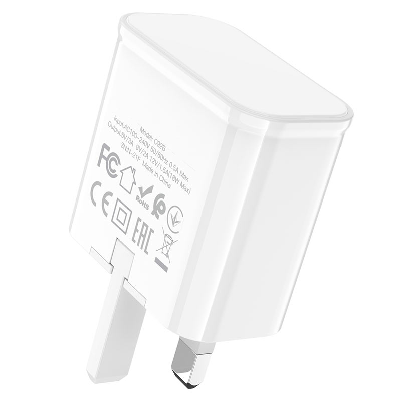 Wall charger “C92B Starshine” QC3.0 UK set with cable