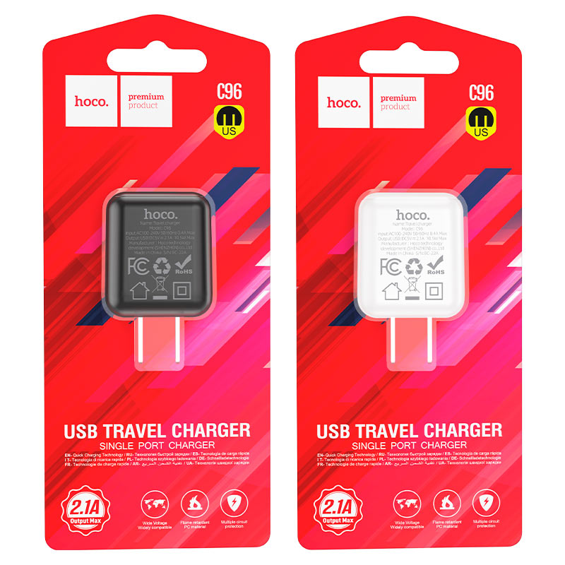Wall charger “C96” US set with cable