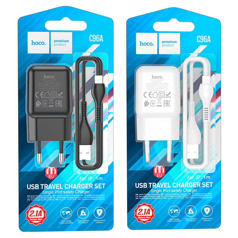 Wall charger “C96A” EU set with cable