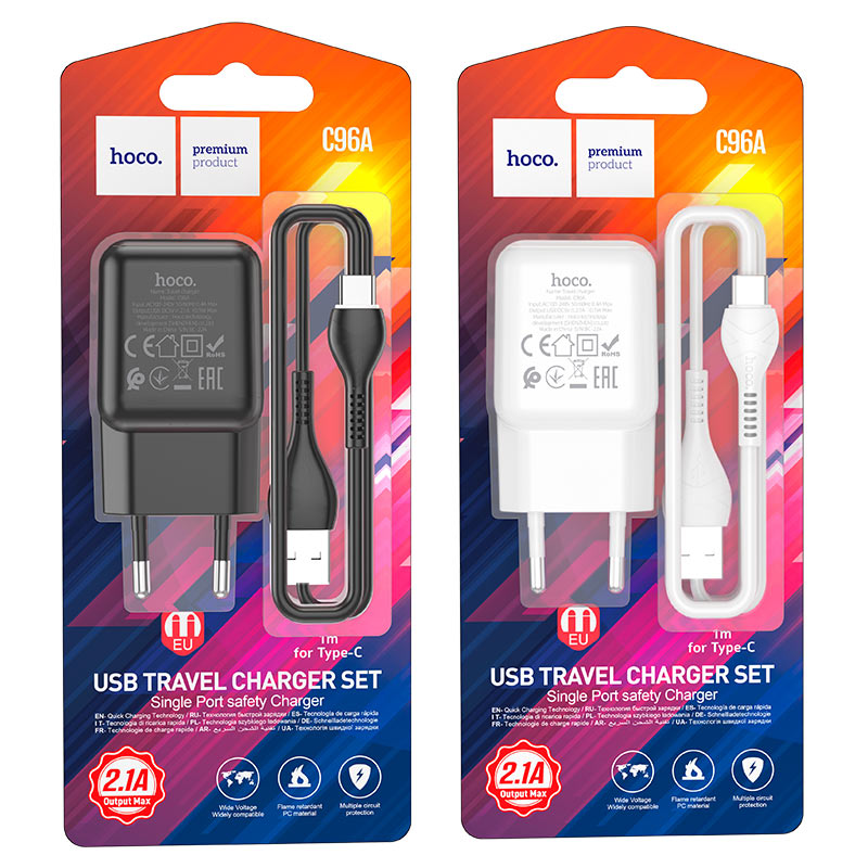 Wall charger “C96A” EU set with cable