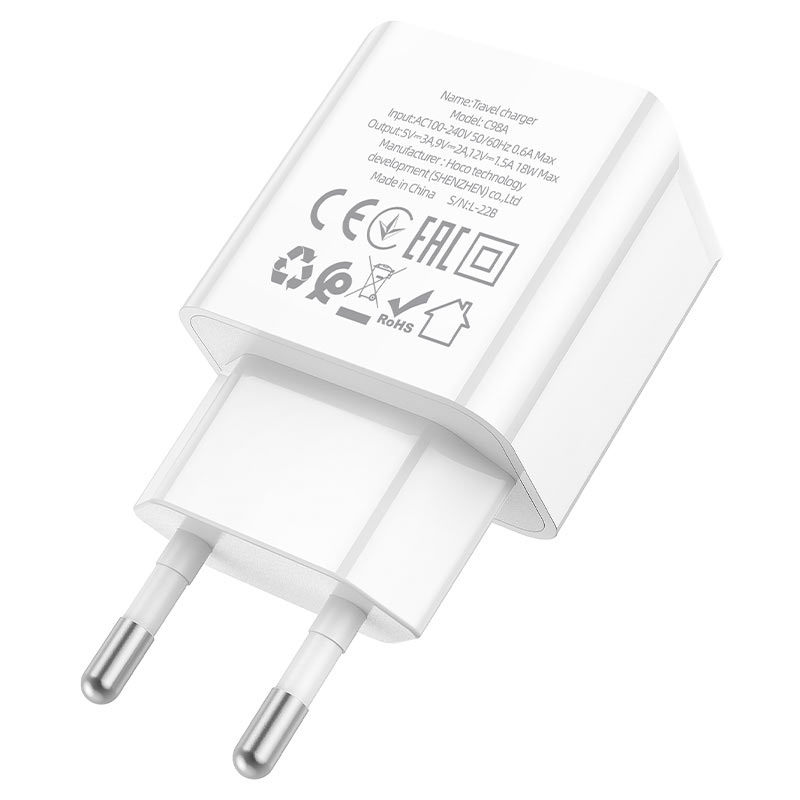 Wall charger “C98A Proton” QC3.0 EU set with cable