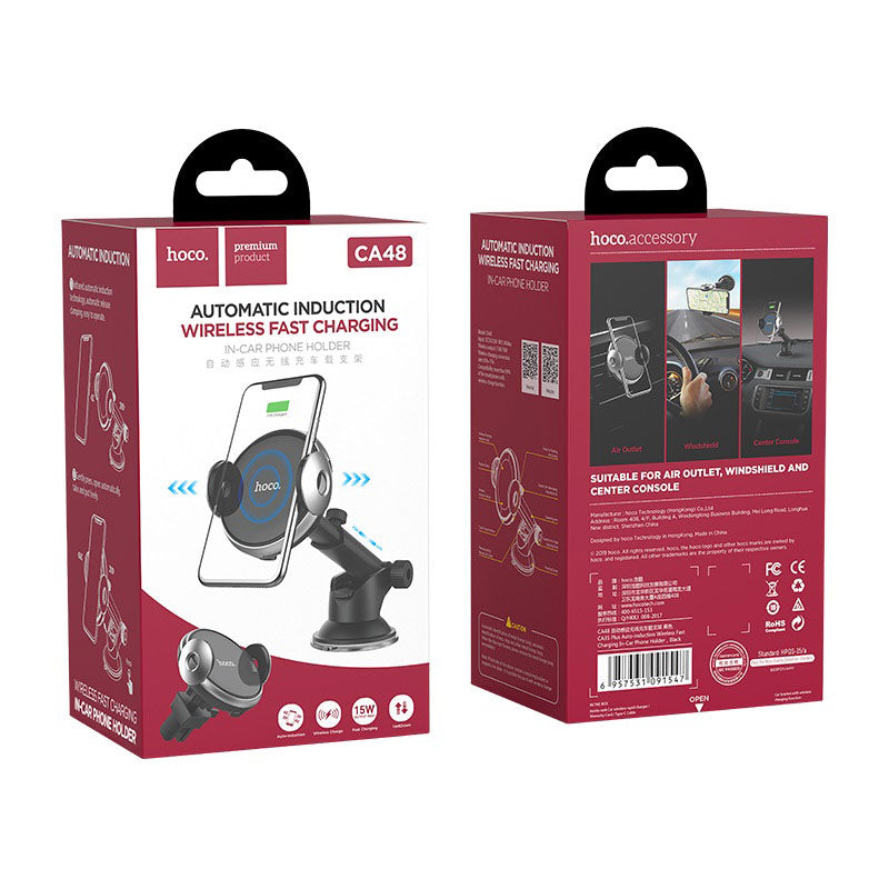 Car wireless charger «CA48» air outlet and dashboard mount