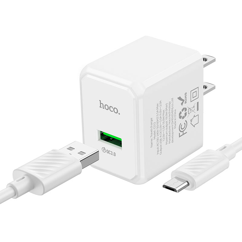 Wall charger “CS12 Ocean” QC3.0 US cable set