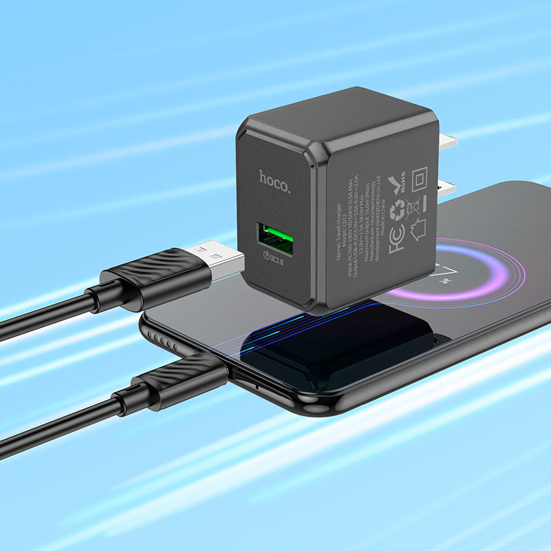 Wall charger “CS12 Ocean” QC3.0 US cable set