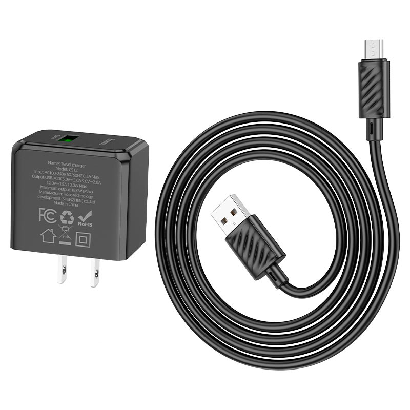 Wall charger “CS12 Ocean” QC3.0 US cable set